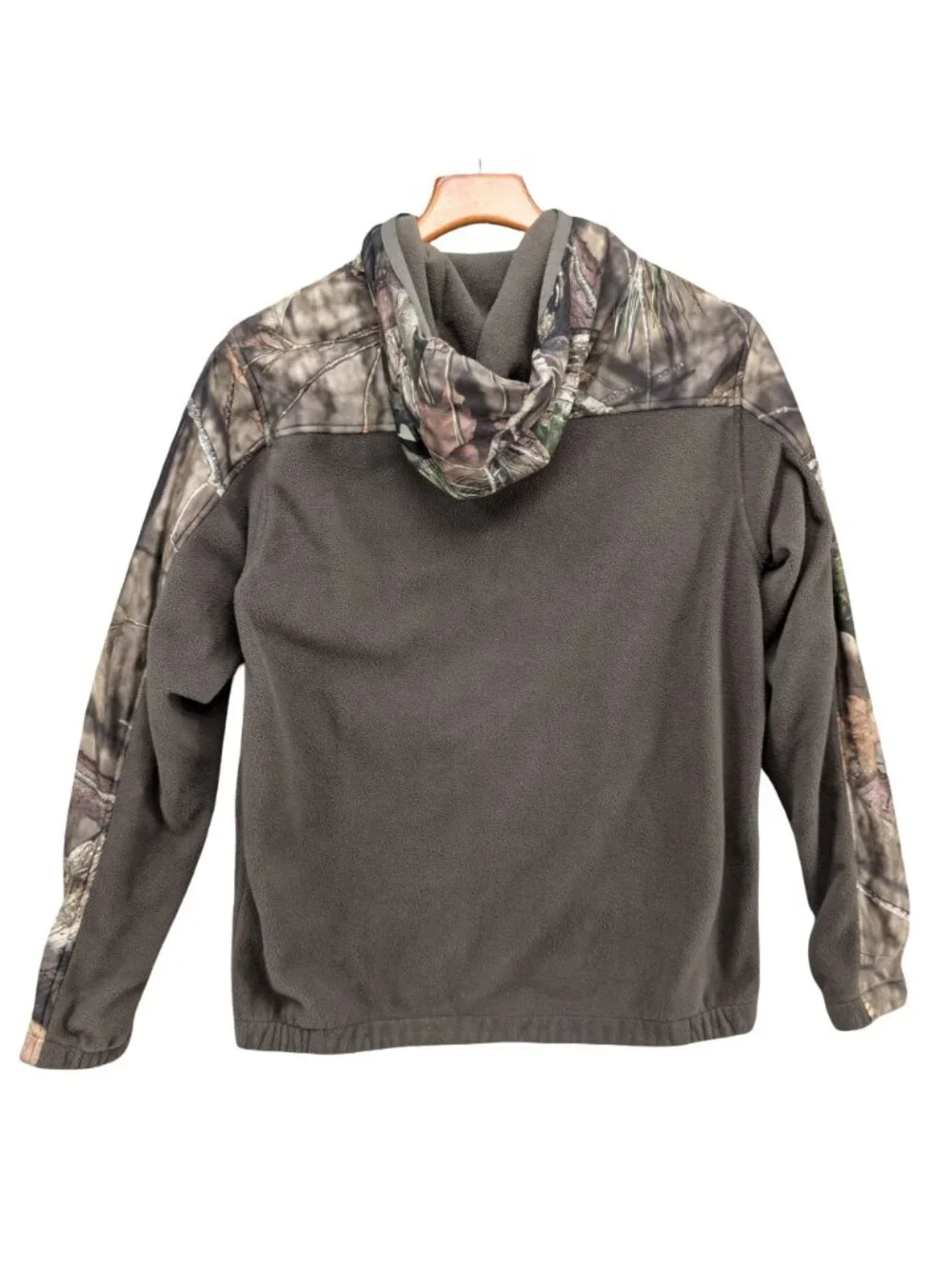 Field Stream Mossy Oak Jacket Boys Green Camo Full Zip Hooded Hunting Size XL